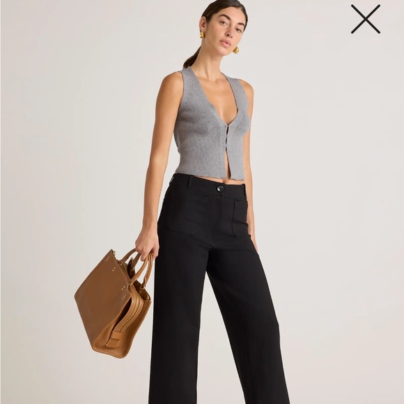 QUINCE Italian Leather Cognac Medium Convertible Satchel Bag - Picture 13 of 13